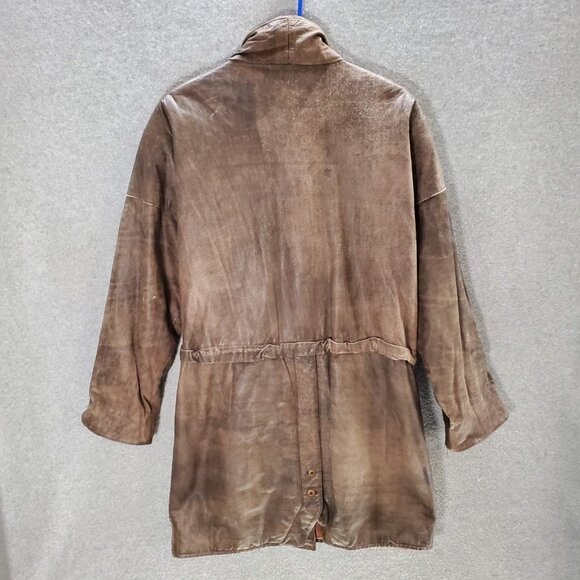 Lepegro Women Jacket 38 Tan Vintage‎ Leather Overcoat - Picture 7 of 11